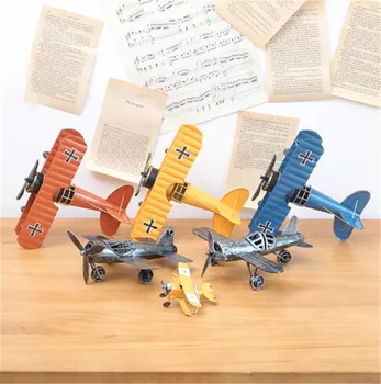 Vintage Kovinski Letalo Model Fotografija Rekvizitov, Otroci Igrače, Iz Železa Retro Zrakoplova Padalo Dvokrilno Obesek Za Letalo Model Igrača Naključno