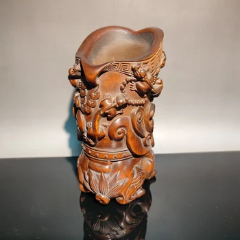 Kitajska šimšir lesa carvinga zmaj kip pokal leseni okraski dnevna soba redki
