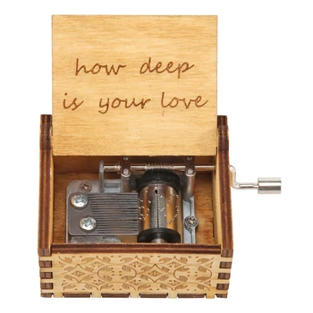 Leseni Rezljani Music Box, Kako Globoko v Svojo Ljubezen Strani Koljenast Classic Vintage Vklesan Strani-Koljenast Lepe Okraske