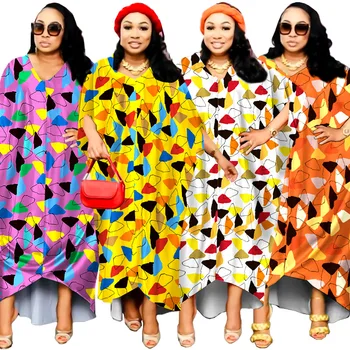 Afriške Obleke Za Ženske Plus Velikost Haljo Africaine Abaya Tam Kaftan Obleko Muslimanskih Trdno V Vratu Bat Rokav Vestidos Partyclub 2022