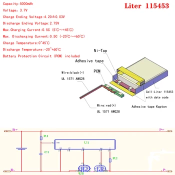 Dobro Qulity 3,7 V,5000mAH 115453 Polimer litij-ionska / Litij-ionska baterija za tablični računalnik BANKE,GPS,mp3,mp4