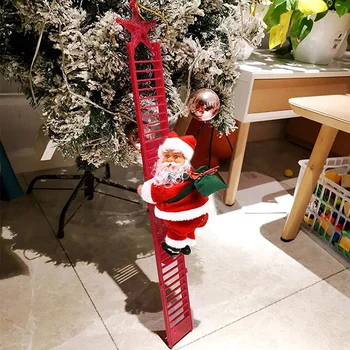 2022 Električni Santa Claus Plezalno Lestev Darilo Igrača Santa Claus Lutka Dekoracijo Za Božično Drevo Decor Visi Z Glasbo