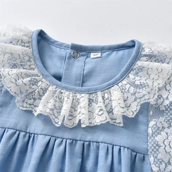 2023 Baby Dekleta Modra Perilo igralne obleke Otrok španski Boutique Bodysuits Novorojenčka Poletje brez Rokavov Mehurčki EID Darilo za Rojstni dan
